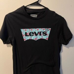 Levi's Black T-Shirt with Flamingo Logo